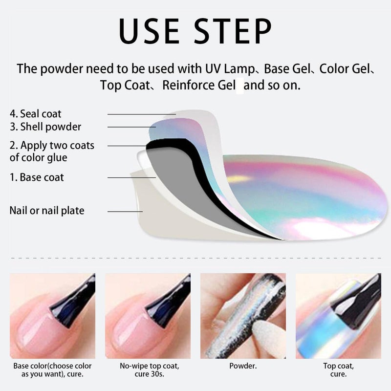 Vonrui 1 Box Holographic Nail Glitter Powder Rainbow Color Neon Effect Nail Art Flakes Decoration Chrome Nail Powder Dust Tip Manicure - Image 5